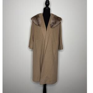 Vintage 100% Cashmere Coat 1960s Best’s Apparel Seattle Genuine Mink Fur Collar